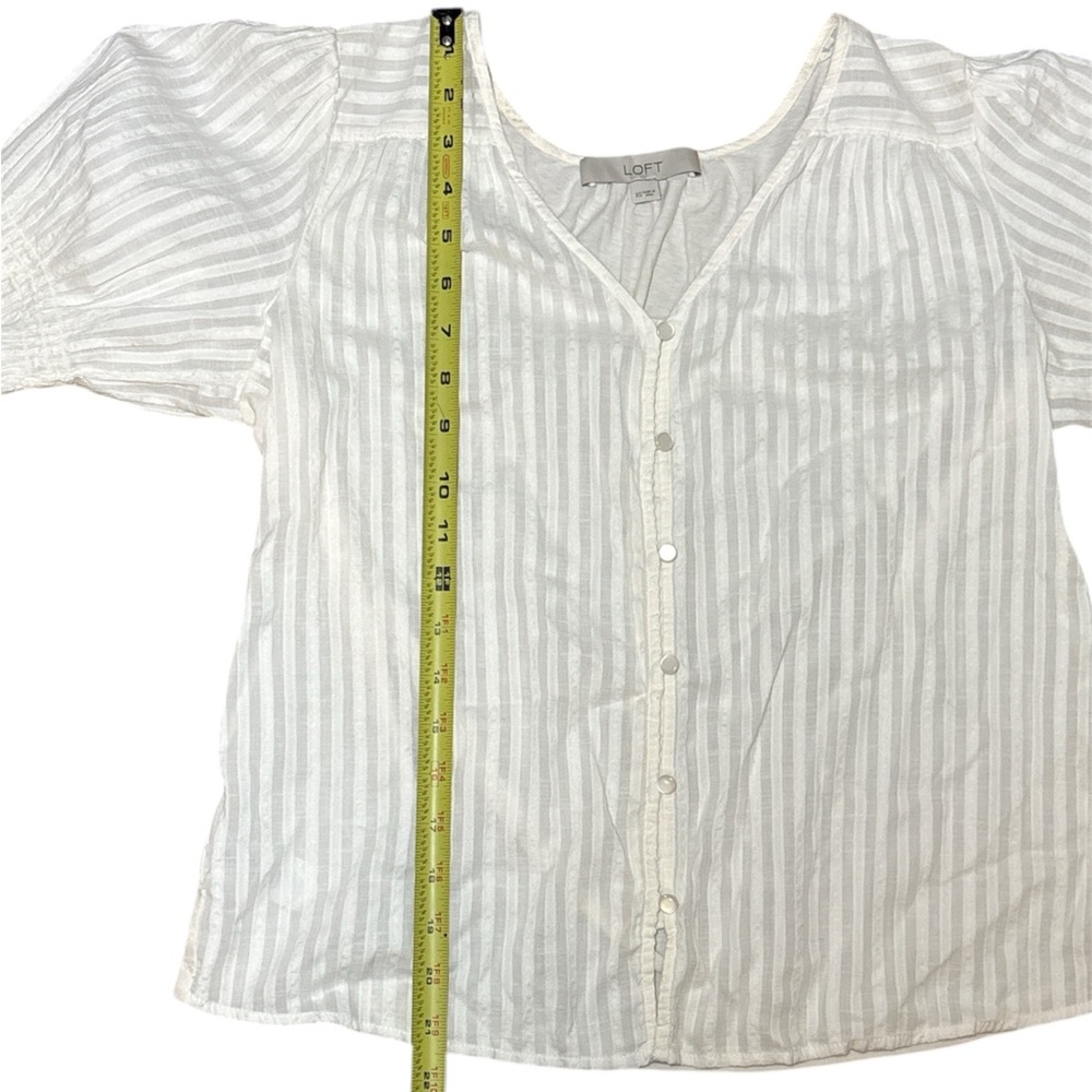 Loft Button-Front Off-White/Cream Bubble Sleeve Coquette Cottagecore Top Size XS - Picture 8 of 12